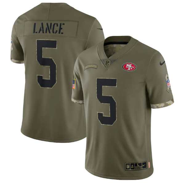 Men's San Francisco 49ers #5 Trey Lance 2022 Olive Salute To Service Limited Stitched Jersey,We sell and wholesale Men's San Francisco 49ers #5 Trey Lance 2022 Olive Salute To Service Limited Stitched Jersey on line form chian!